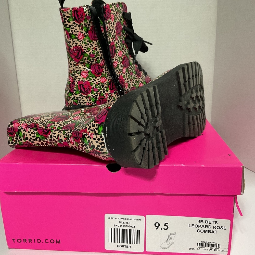 Betsy Johnson Leopard Rose Combat Boot
